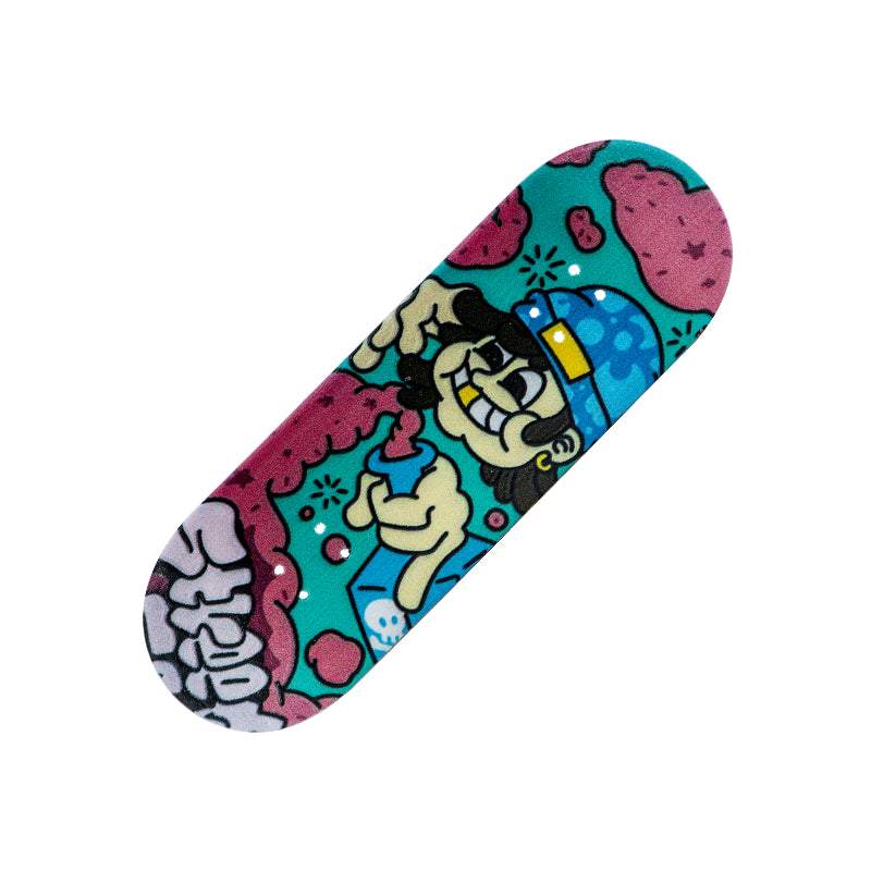 Pro Maple Fingerboard Deck - Laser-Engraved Art, Concave Design & Non-Slip Grip for Flip/Grind Tricks