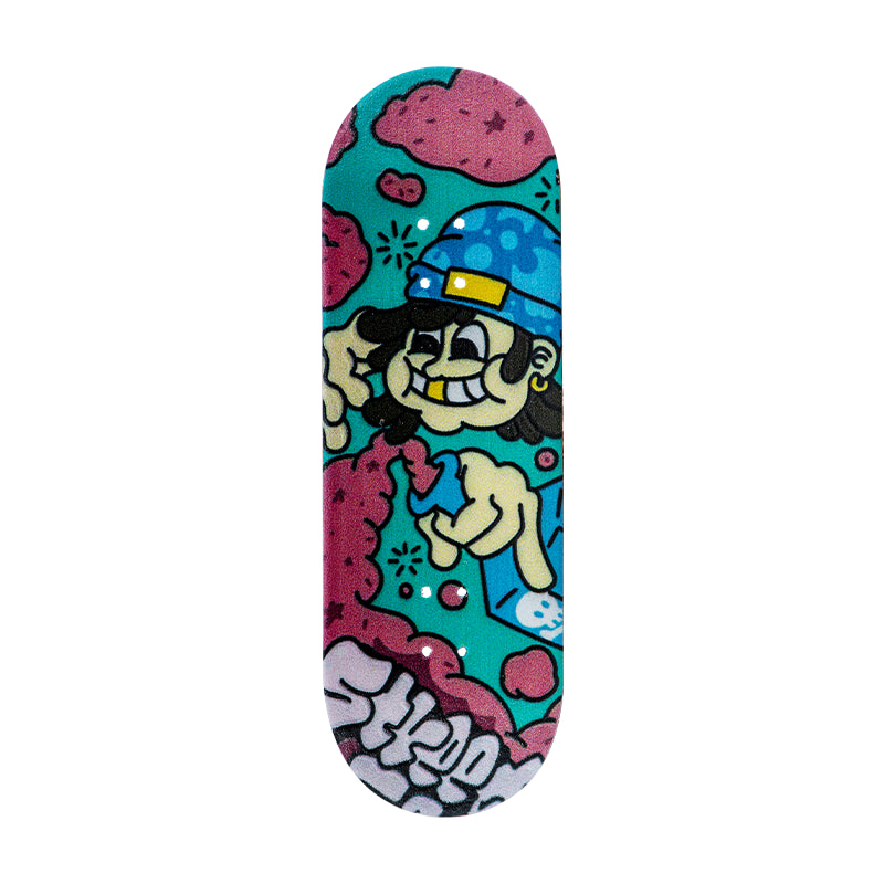 Pro Maple Fingerboard Deck - Laser-Engraved Art, Concave Design & Non-Slip Grip for Flip/Grind Tricks