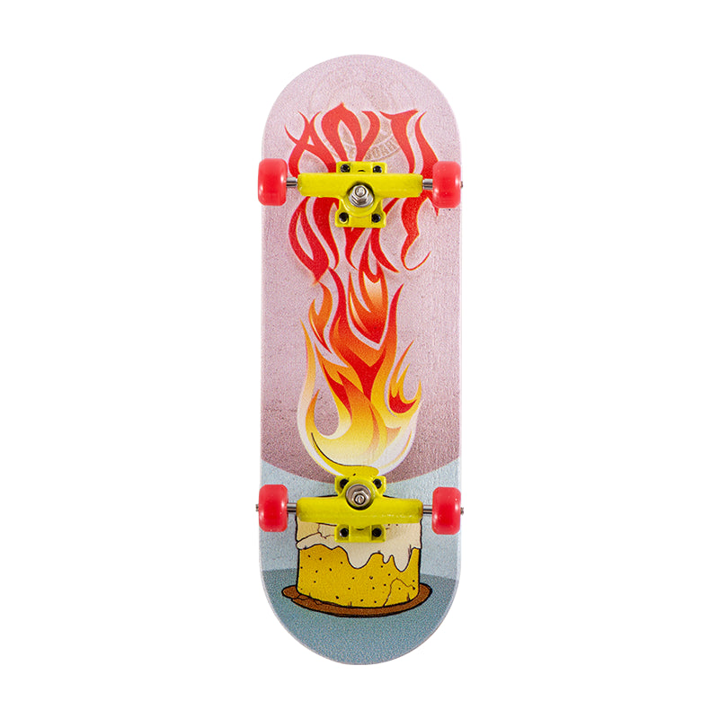 Festive Candle Fingerboard Complete - Maple Deck & CNC Wheels (Ready-to-Ride Gift Set)