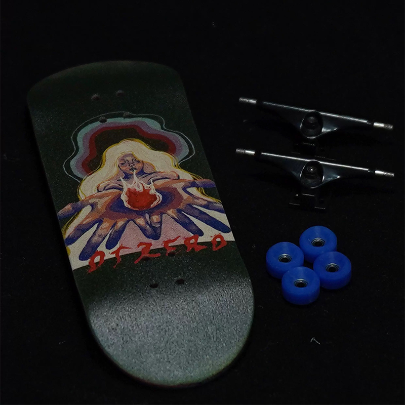 Element Pro Fingerboard Set - Flame Goddess Art (34x98.5mm) with Anti-Slip Duo Pads, Ready-to-Ride Complete Kit